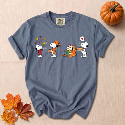 Comfort Colors Fall Autumn Cozy Moments Leaves Reading Pie T-Shirt