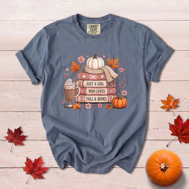 Comfort Colors Fall Autumn Book Lover Pumpkin Cozy Reading T-Shirt