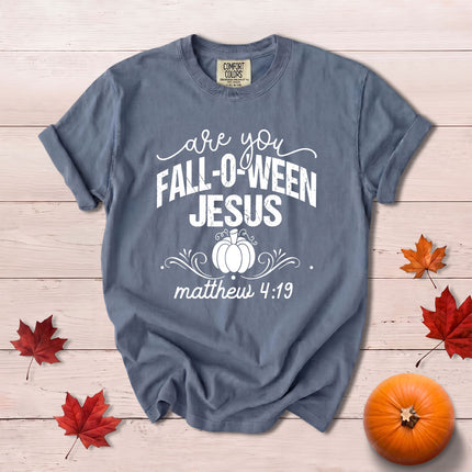 Comfort Colors Fall Autumn Christian Jesus Pumpkin Halloween Matthew 4 19 T-Shirt