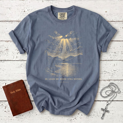 Comfort Colors Psalm 23 He Leads Me Beside Still Waters Christian T-Shirt