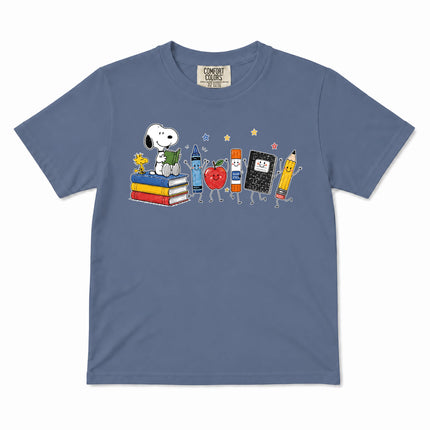 Comfort Colors Back To School Books Pencil Apple Supplies Kid T-Shirt