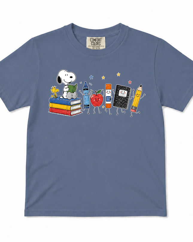 Comfort Colors Back To School Books Pencil Apple Supplies Kid T-Shirt