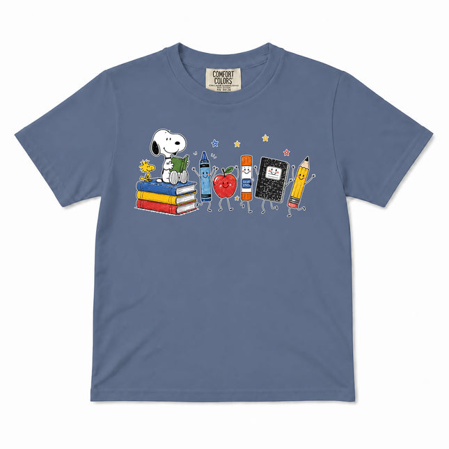 Comfort Colors Back To School Books Pencil Apple Supplies Kid T-Shirt