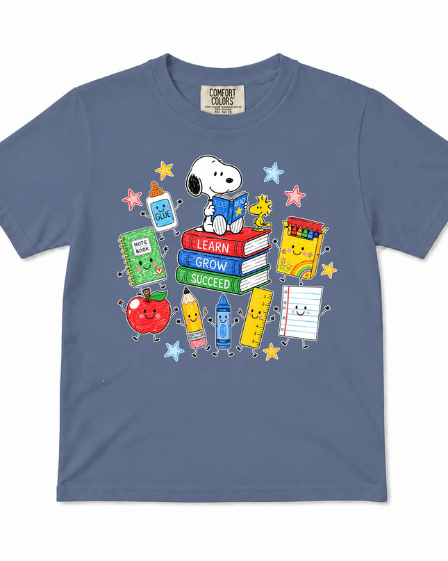 Comfort Colors Back To School Learn Grow Succeed Books Kid T-Shirt