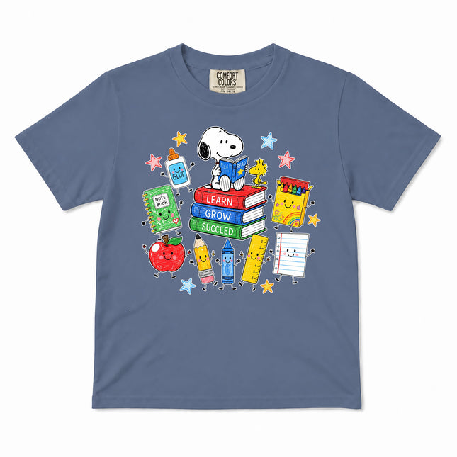 Comfort Colors Back To School Learn Grow Succeed Books Kid T-Shirt