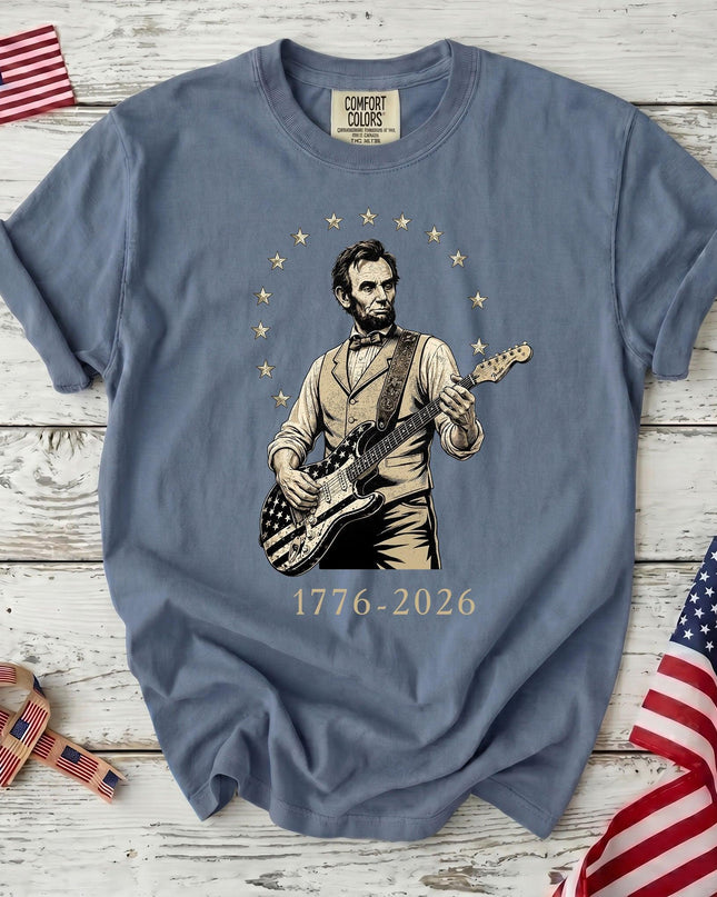 Comfort Colors 1776 2026 250th Anniversary USA Star Arch Lincoln Guitar T-Shirt