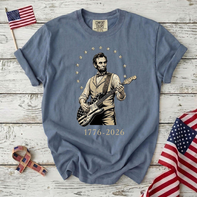 Comfort Colors 1776 2026 250th Anniversary USA Star Arch Lincoln Guitar T-Shirt