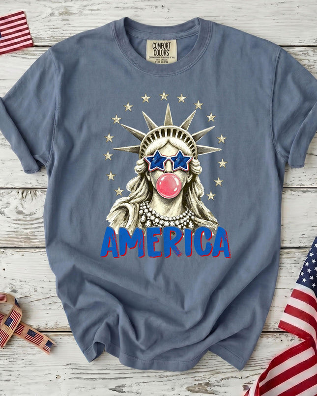 Comfort Colors America 250th Anniversary USA Bubblegum Statue T-Shirt