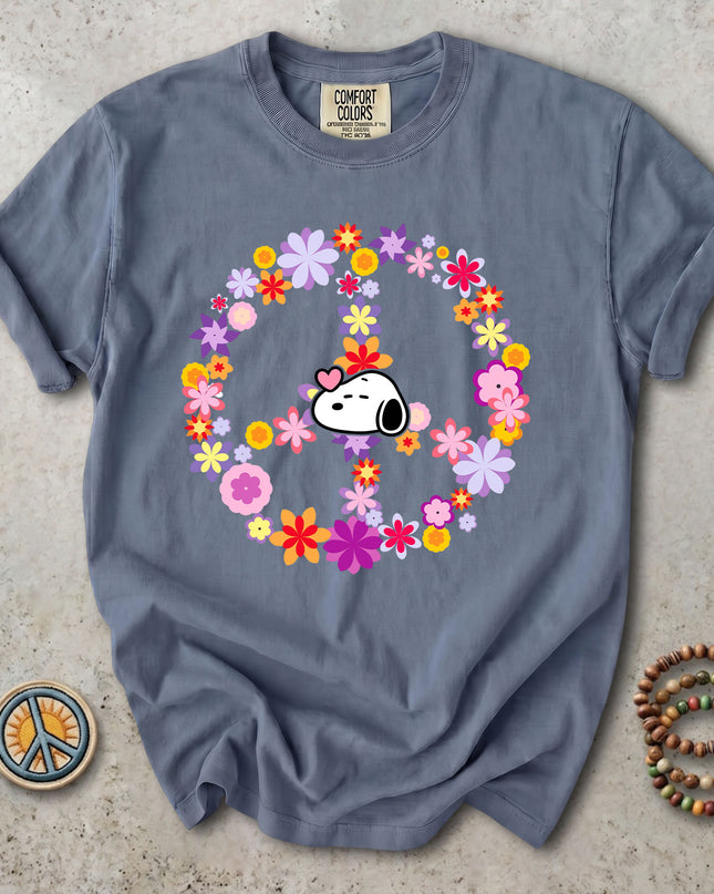 Comfort Colors Floral Peace Sign Retro Hippie Flower Power Groovy T-Shirt