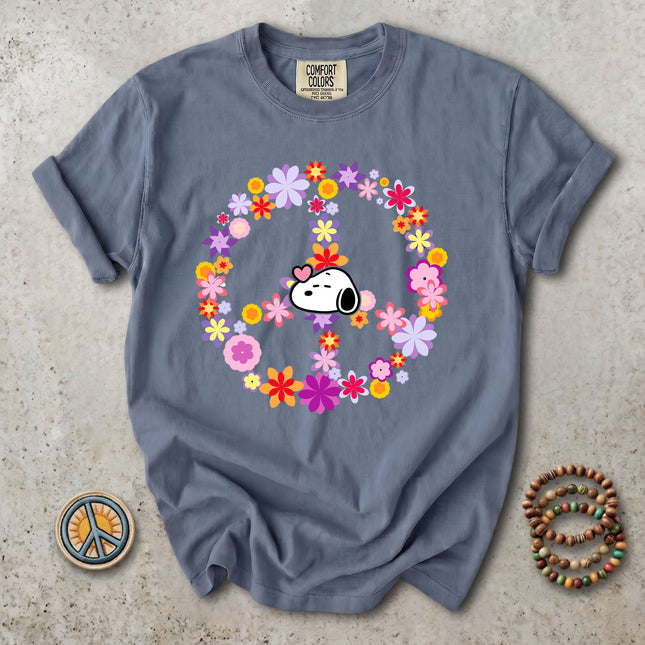 Comfort Colors Floral Peace Sign Retro Hippie Flower Power Groovy T-Shirt