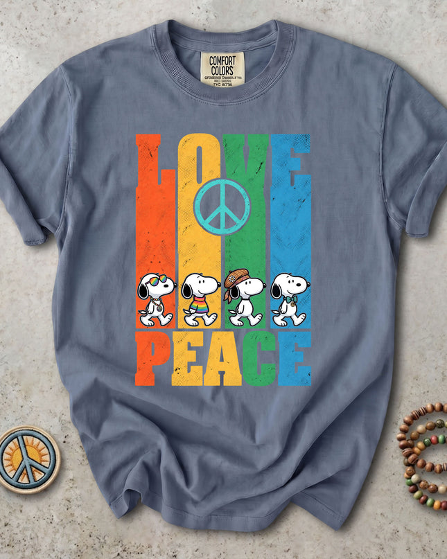 Comfort Colors Retro Love Peace Sign Hippie Groovy Vintage T-Shirt