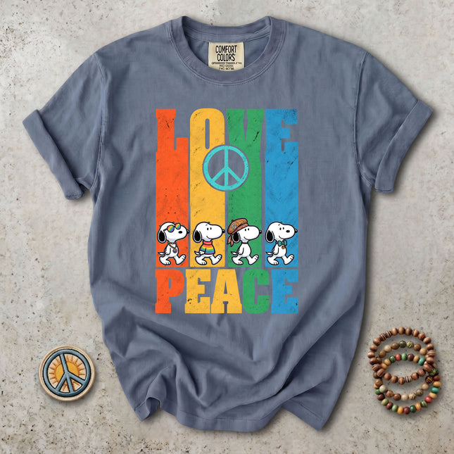 Comfort Colors Retro Love Peace Sign Hippie Groovy Vintage T-Shirt