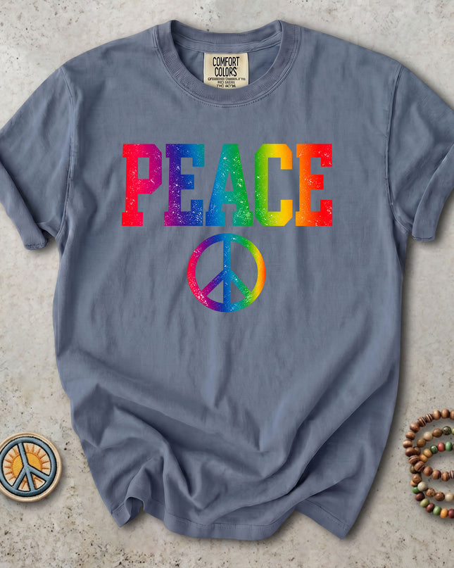 Comfort Colors Retro Rainbow Peace Sign Hippie Groovy Vintage T-Shirt