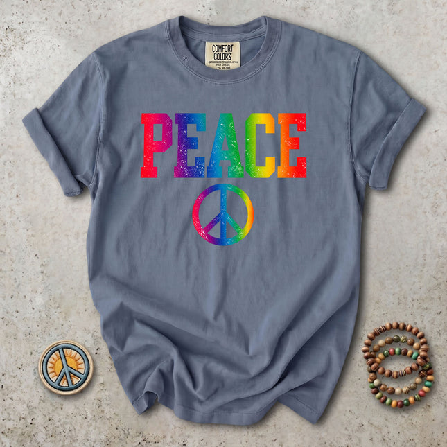 Comfort Colors Retro Rainbow Peace Sign Hippie Groovy Vintage T-Shirt