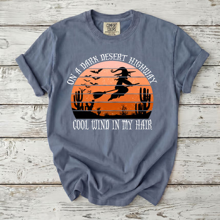 Comfort Colors Desert Witch Halloween Sunset Graphic T-Shirt