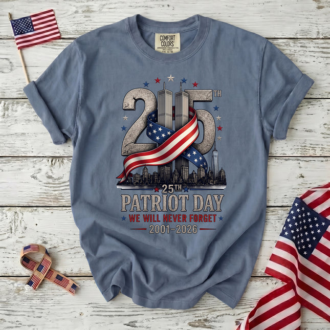 Comfort Colors 25th Anniversary Patriot Day 911 American Flag Twin Towers T-Shirt