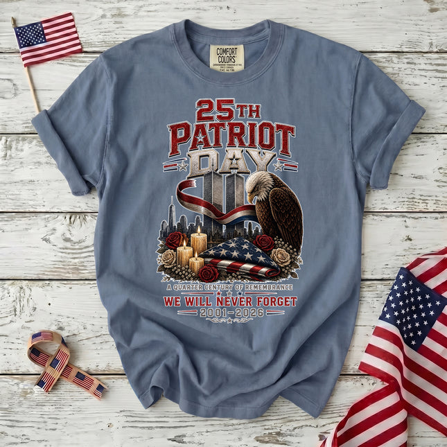 Comfort Colors 25th Anniversary Patriot Day 911 Eagle Remembrance Memorial T-Shirt