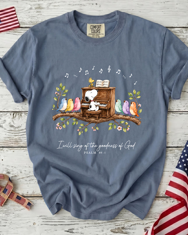 Comfort Colors Christian Psalm 89 1 Goodness of God Piano Worship T-Shirt