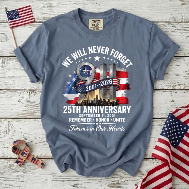 Comfort Colors 25th Anniversary Patriot Day 911 Memorial Tribute T-Shirt