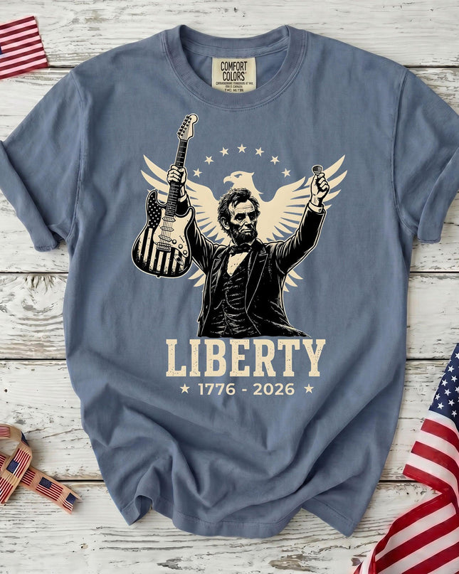 Comfort Colors Liberty 250th Anniversary USA Rockstar Lincoln Eagle T-Shirt