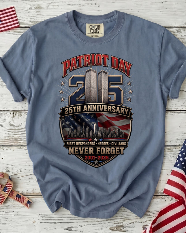 Comfort Colors 25th Anniversary Patriot Day 911 First Responders Never Forget T-Shirt