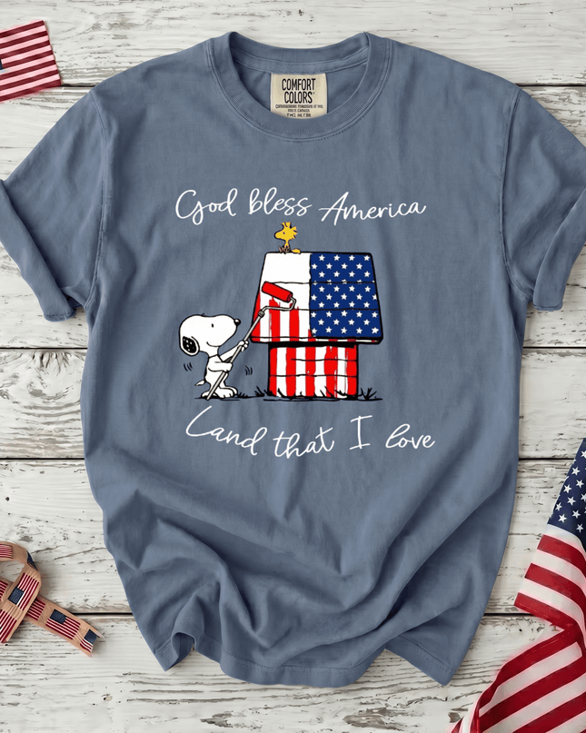 BLUEJEAN_388ff2ec-92f9-438b-b43f-15d768df7143 - AuraNations - Comfort Colors God Bless America T-Shirt - Blue Jean / S - 250TH ANNIVERSARY, ALL, COMFORT COLORS, NO CUSTOM, PRODUCTS, SNPY, TSHIRT