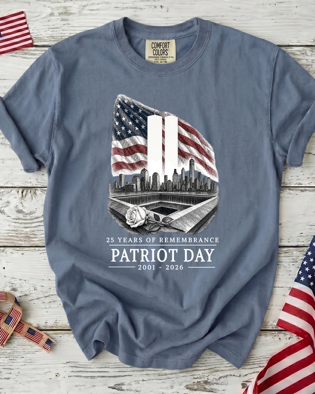 Comfort Colors 25th Anniversary Patriot Day 911 American Flag Memorial Tribute T-Shirt