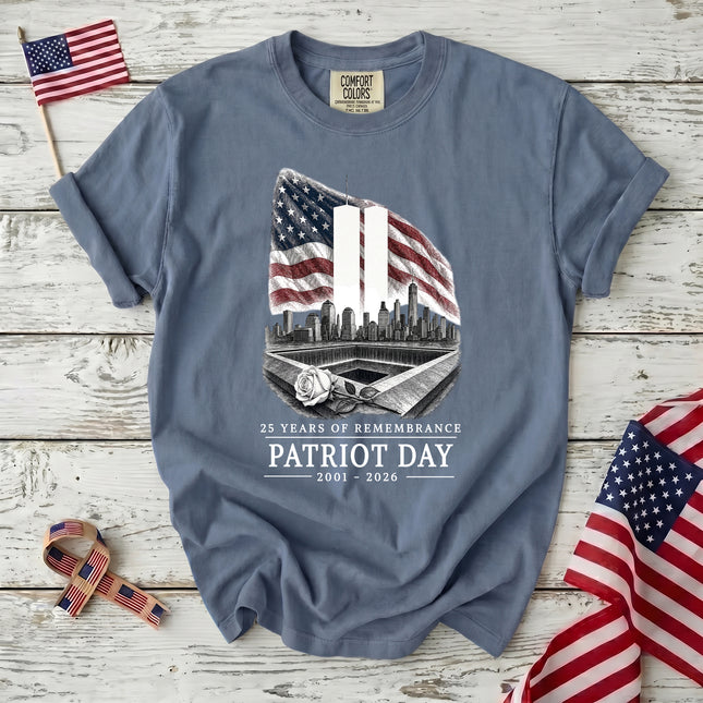 Comfort Colors 25th Anniversary Patriot Day 911 American Flag Memorial Tribute T-Shirt