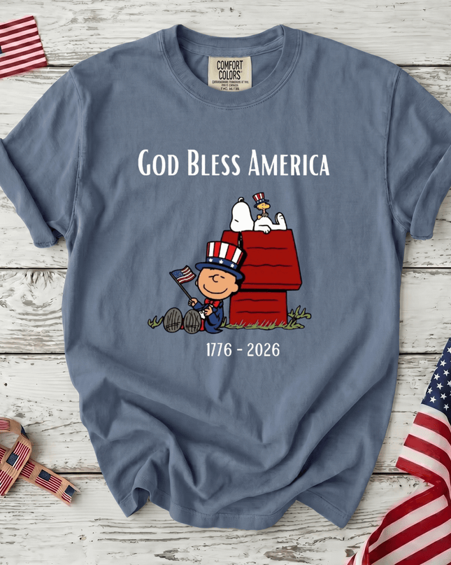 BLUEJEAN_6bedb56a-85f4-4b62-8f67-3c54668193fd - AuraNations - Comfort Colors God Bless America 1776 2026 T-Shirt - Blue Jean / S - 250TH ANNIVERSARY, ALL, COMFORT COLORS, NO CUSTOM, PRODUCTS, SNPY, TSHIRT