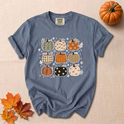 Comfort Colors Fall Pumpkin Shirt Cute Patterned Pumpkins T-Shirt