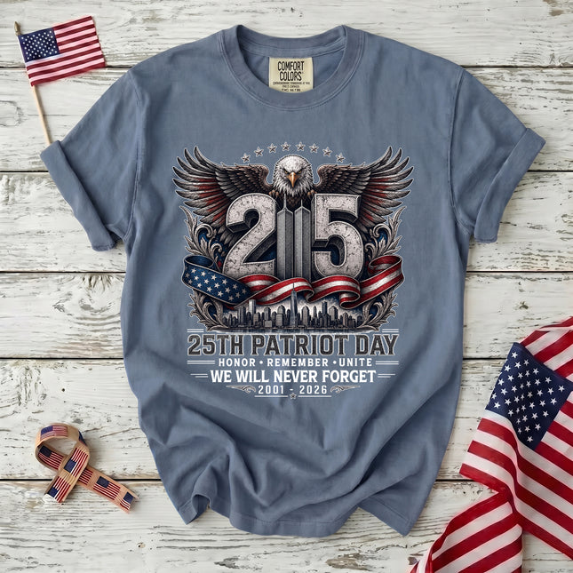Comfort Colors 25th Anniversary Patriot Day 911 Eagle Honor Remember Unite T-Shirt