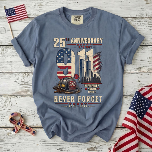 Comfort Colors 25th Anniversary Patriot Day 911 Firefighter Memorial T-Shirt