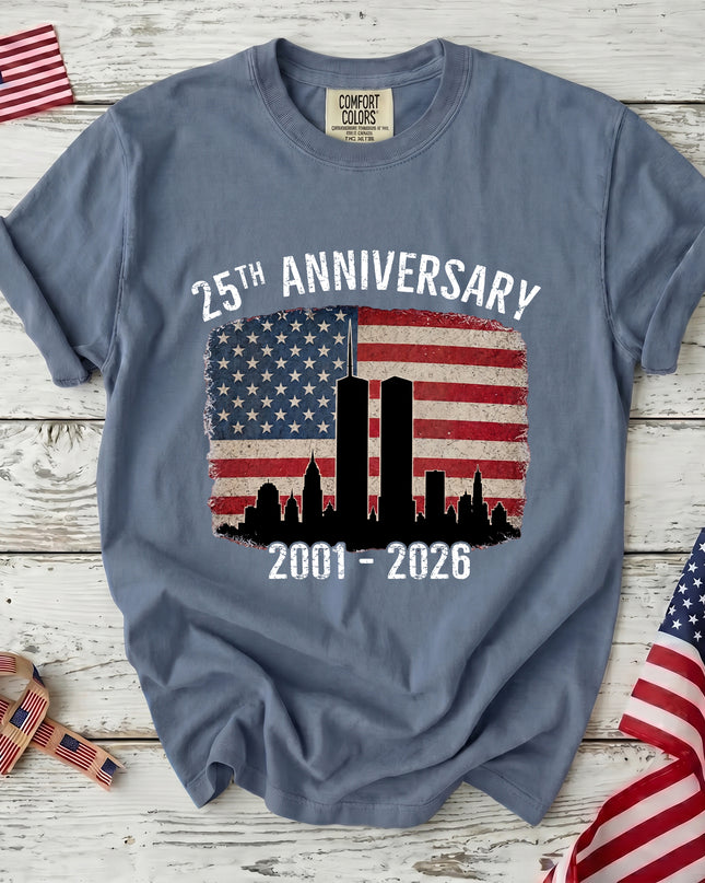 Comfort Colors 25th Anniversary Patriot Day 911 Vintage Flag Memorial T-Shirt