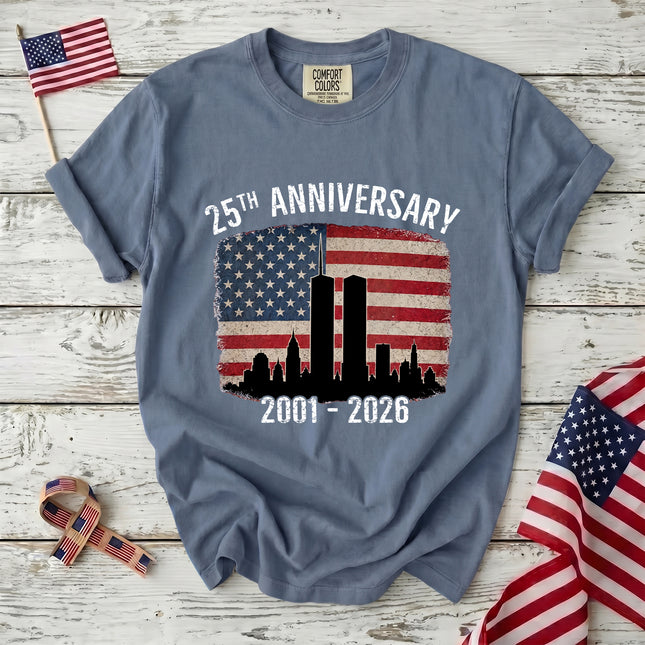 Comfort Colors 25th Anniversary Patriot Day 911 Vintage Flag Memorial T-Shirt