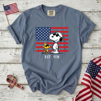 Comfort Colors EST 1776 250th Anniversary USA Sunglasses Dog Flag T-Shirt