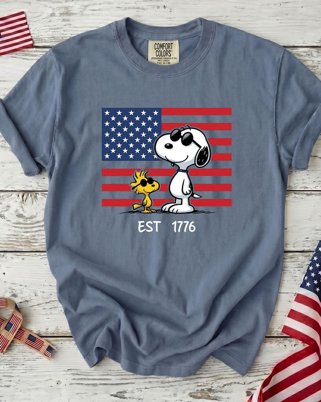 Comfort Colors EST 1776 250th Anniversary USA Sunglasses Dog Flag T-Shirt