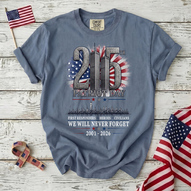 Comfort Colors 25th Anniversary Patriot Day 911 First Responders Never Forget T-Shirt