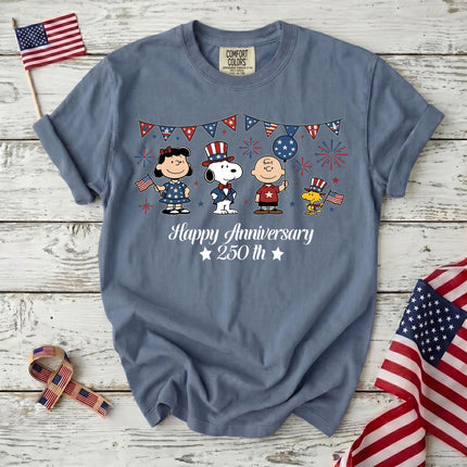 Comfort Colors Happy 250th Anniversary USA Patriotic Bunting Squad T-Shirt