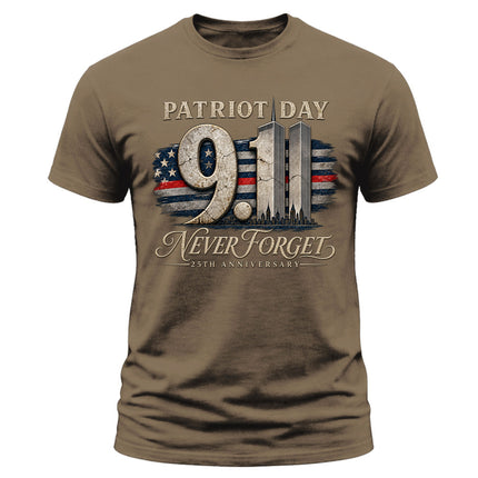 9/11 Patriot Day Never Forget 25th Anniversary September 11 Memorial T-Shirt