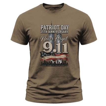 9/11 Patriot Day 25th Anniversary Never Forget One Nation Under God T-Shirt