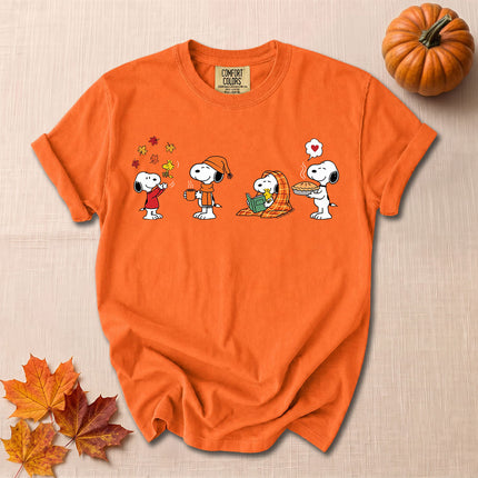 Comfort Colors Fall Autumn Cozy Moments Leaves Reading Pie T-Shirt