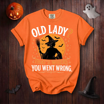 Comfort Colors Old Lady Witch Funny Halloween Moon Graphic T-Shirt