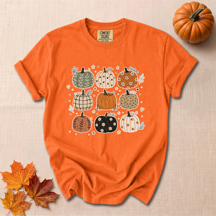 Comfort Colors Fall Pumpkin Shirt Cute Patterned Pumpkins T-Shirt