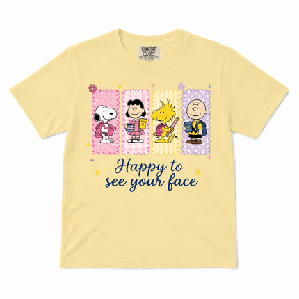Comfort Colors Back To School Happy To See Your Face Classroom Kid T-Shirt