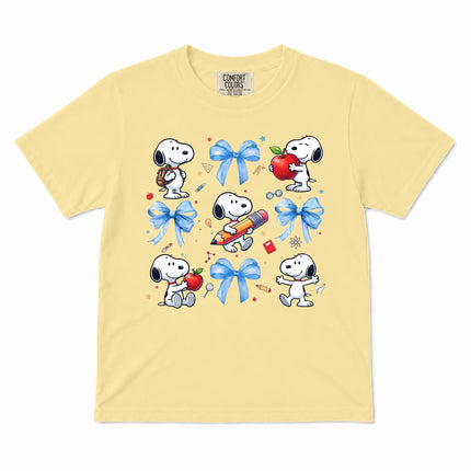 Comfort Colors Back To School Blue Bow School Supplies Kid T-Shirt