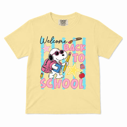 Comfort Colors Welcome Back To School Pink Backpack First Day Kid T-Shirt