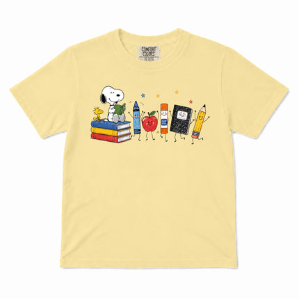 Comfort Colors Back To School Books Pencil Apple Supplies Kid T-Shirt