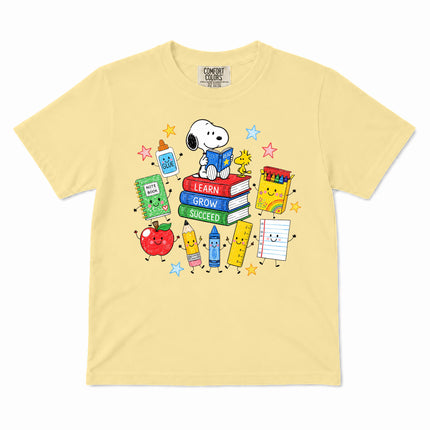 Comfort Colors Back To School Learn Grow Succeed Books Kid T-Shirt