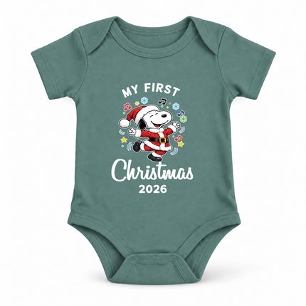 My First Christmas 2026 Festive Music Notes Baby Bodysuit