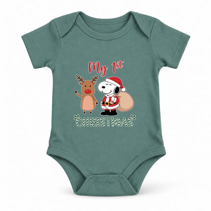 My First Christmas Reindeer Holiday Gift Sack Baby Bodysuit